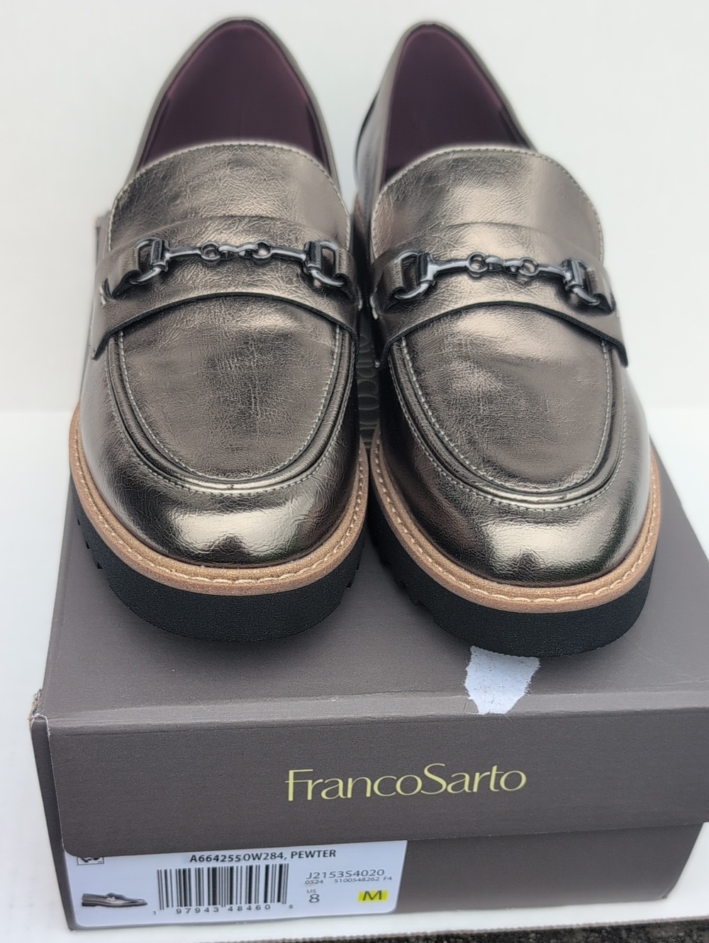 Franco Sarto Women's Metallic Pewter Leather Loafers